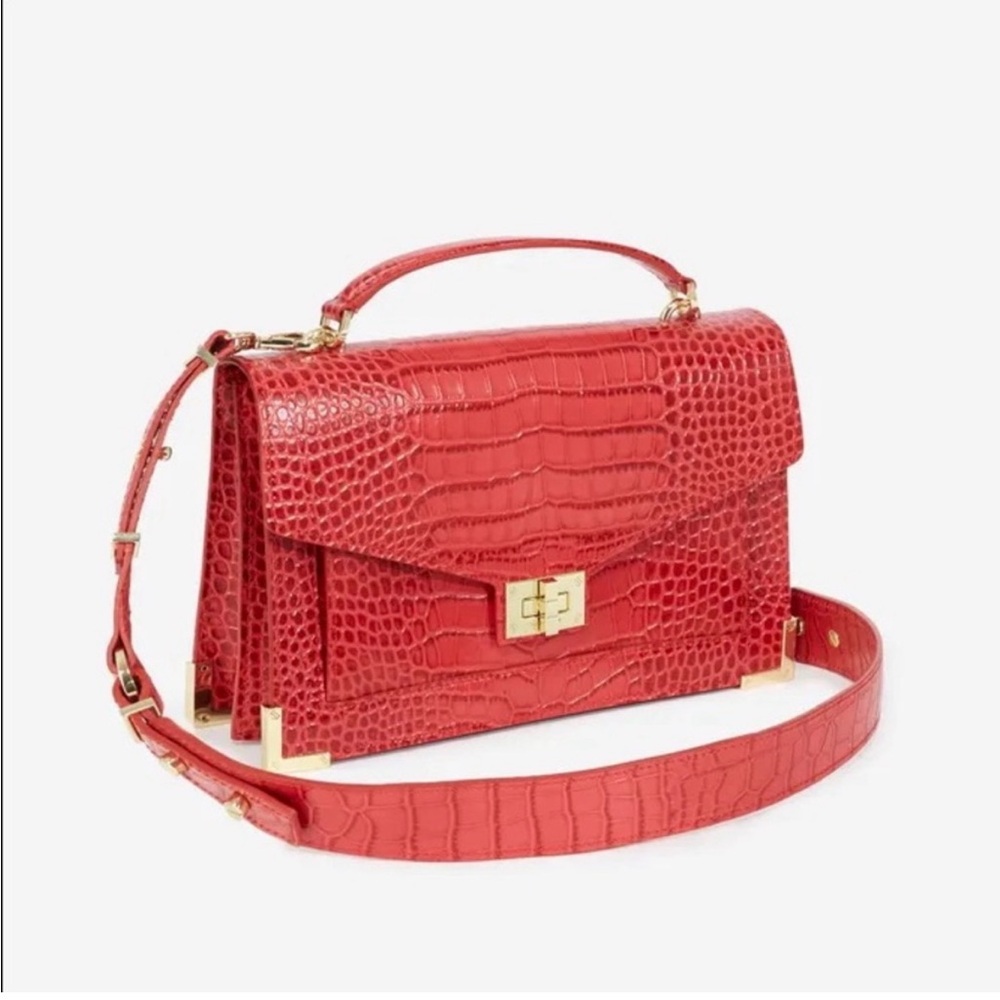 The Kooples Red Crocodile-Embossed Emily Purse